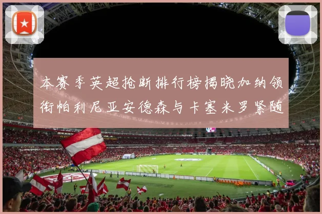 本赛季英超抢断排行榜揭晓加纳领衔帕利尼亚安德森与卡塞米罗紧随其后